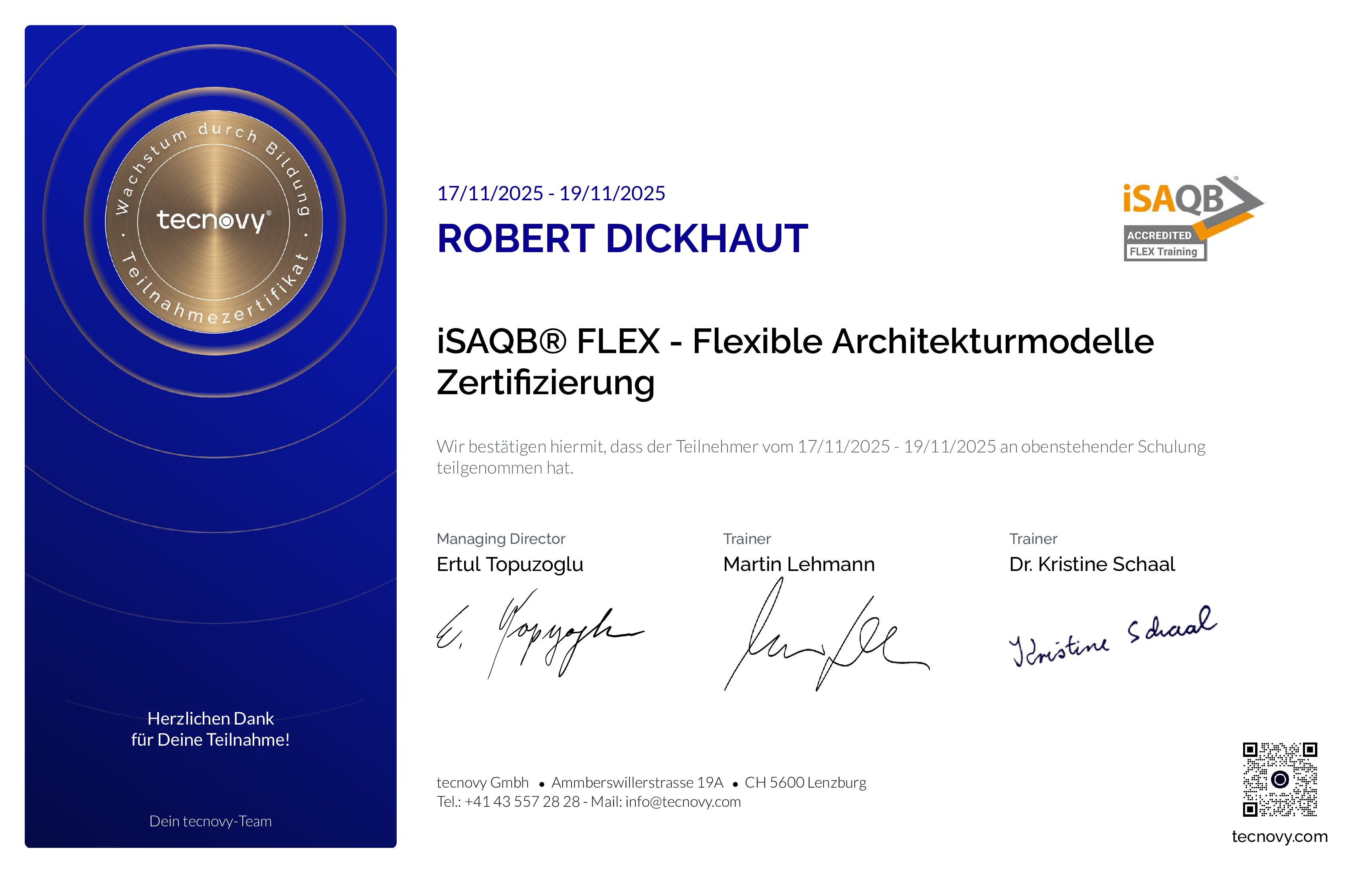 Preview of the certificate of Robert Dickhaut