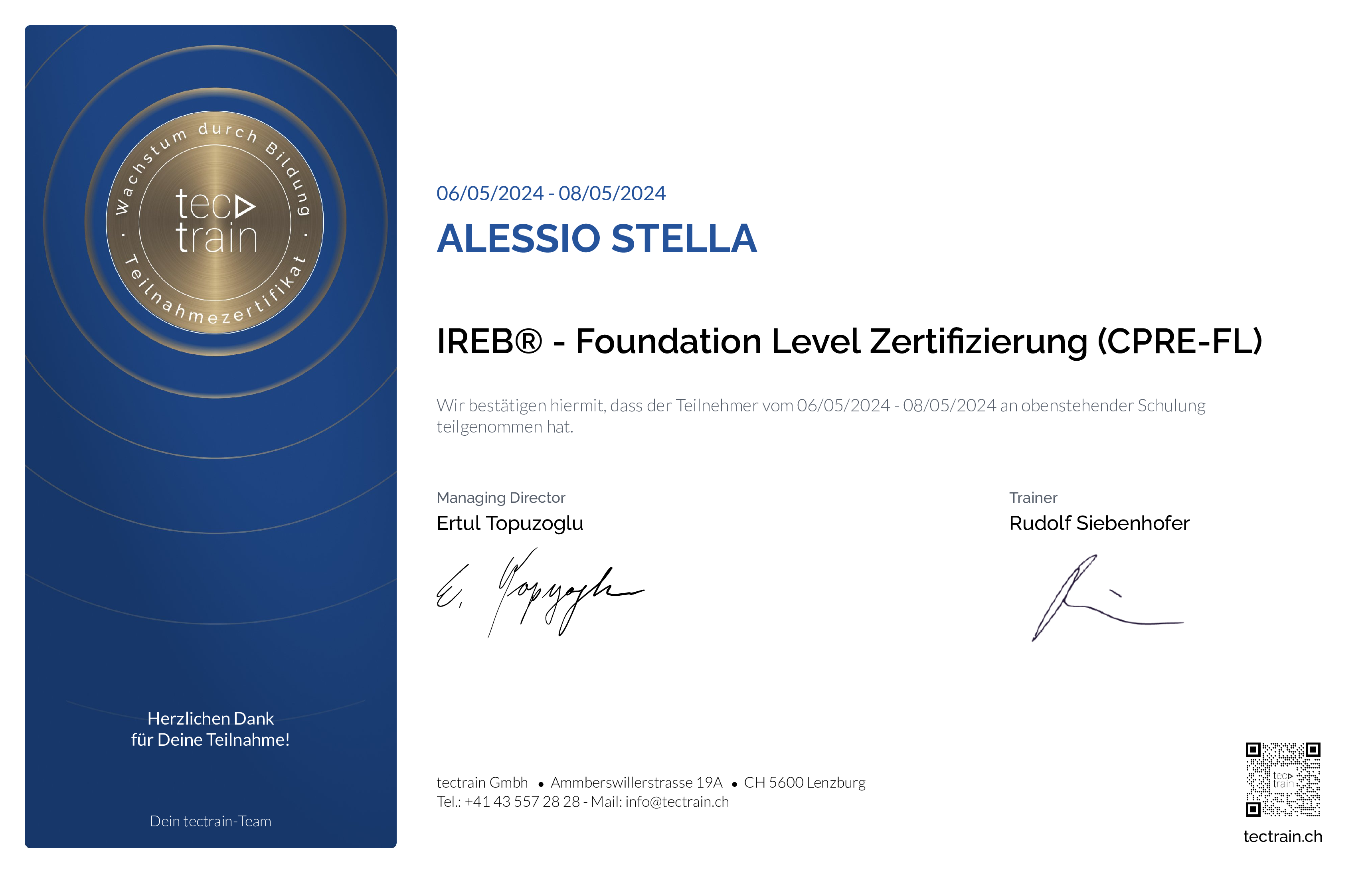 Preview of the certificate of Alessio Stella