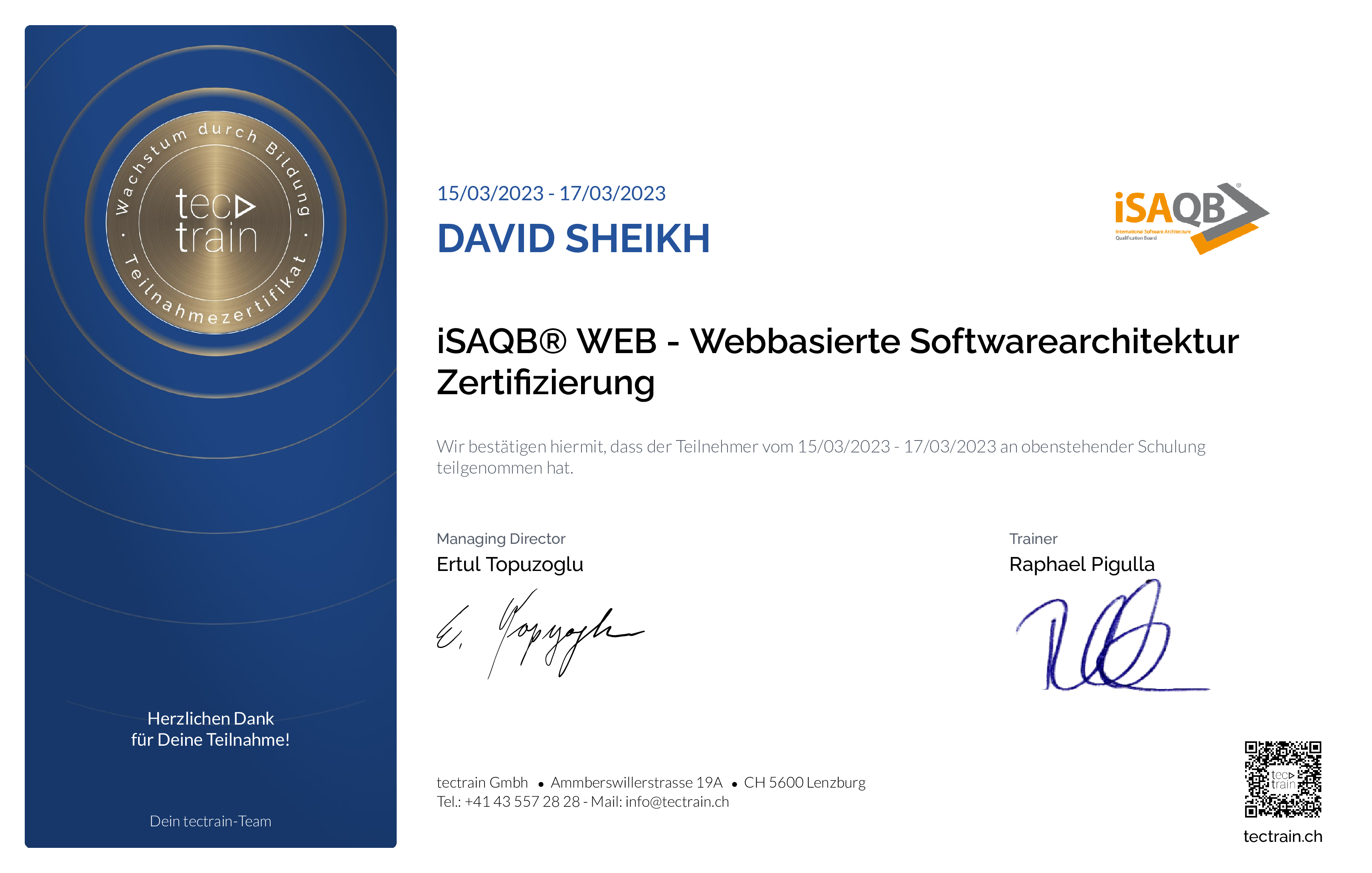 Preview of the certificate of David Sheikh