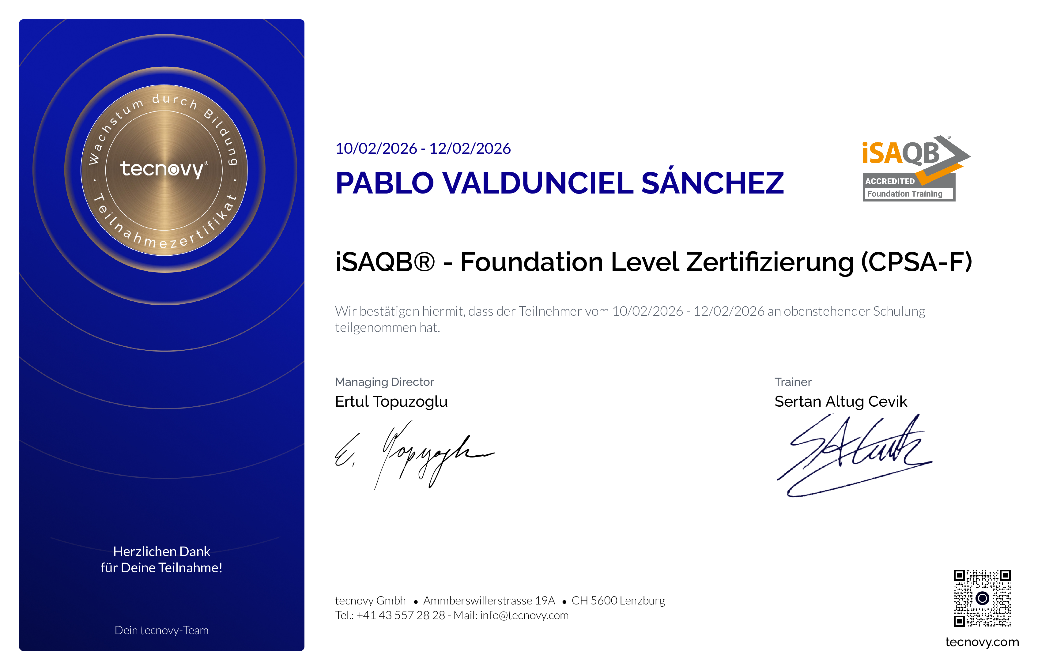 Preview of the certificate of Pablo Valdunciel Sánchez